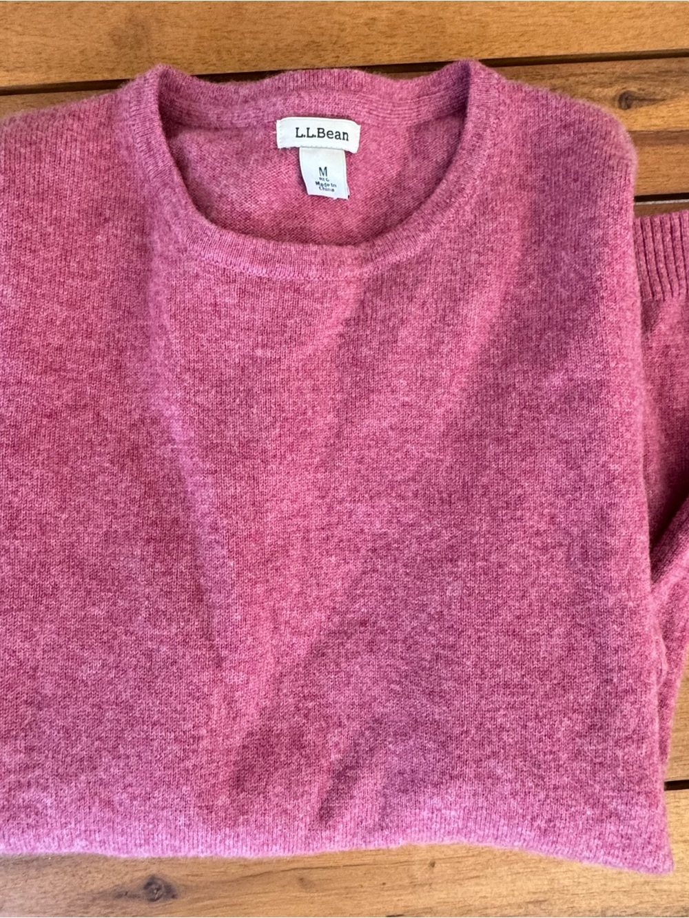 L.L. Bean Rose Pink Cashmere Crewneck Sweater
